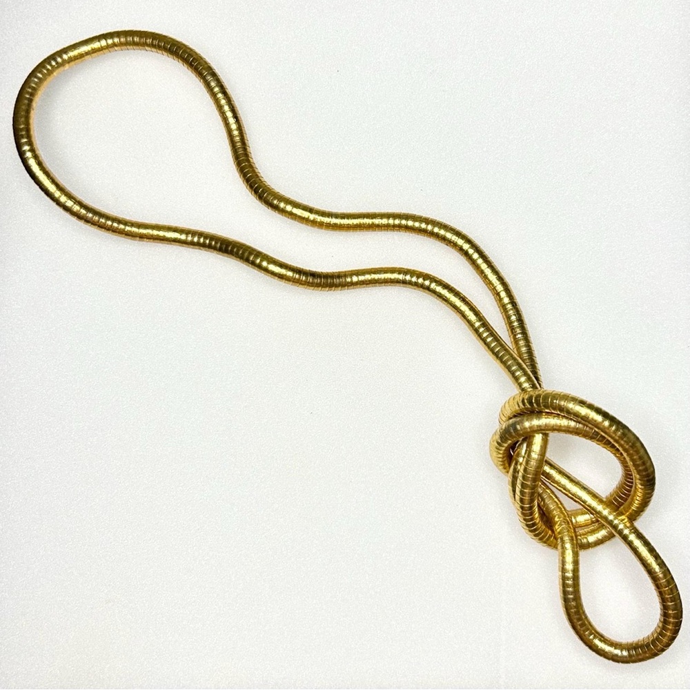 Multi Form Multi Shape Large Snake Necklace Bracelet Bangle Gold Tone 37”